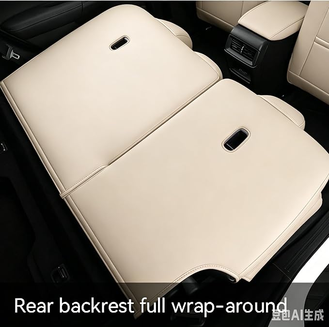 CocheFamilia CRV Seat Covers Custom Fit for Honda CRV 2023 2024 2025 2026 Leather Car Seat Cover Full Set for Trucks SUV,Waterproof Car Seat Cushion,Faux Leather (Beige) - Image 4
