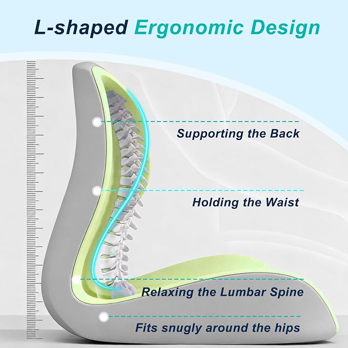 Seat Cushion for Office Chair, Ergonomic Cushion with Lumbar Support Pillow | Orthopedic Memory Foam Coccyx Cushion for Tailbone & Sciatica Pain Relief, Ideal For Office Chairs, Car Seats, Wheelchairs - Image 3