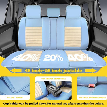 Front Car Seat Covers, Faux Nappa Leather for Sedan SUV, 2 Seats | Waterproof, Breathable and Airbag Compatible, Helps Reduce Slipping, White-Light blue - Image 5