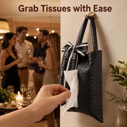 Hanging Faux Leather Tissue Box Holder for Car or Travel, Napkin, Desk RV | Tissue box suitable for hanging or placing flat,keeps napkins easy to reach in car,tents,desks or picnic setups.Party ready - Image 6