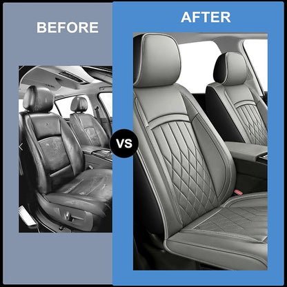 Fit for Prius Car Seat Covers Compatible with Toyota Prius 2001-2026 - Waterproof Breathable Leather Automotive Seat Cushions Protector,Airbag Compatible,Only 2 Front seat Covers(Gray) - Image 3
