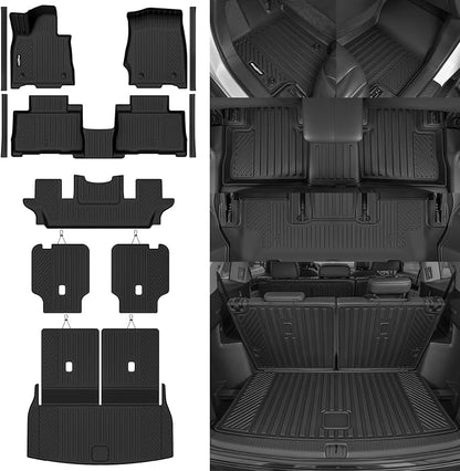 Floor Mats for 2020-2026 Lincoln Aviator 6 Seats Accessories | (with Center Console) Trunk Mat and 2nd/3rd Backrest Mat & Door Sill Guard All Weather TPE Protector Floor Liner - Image 8