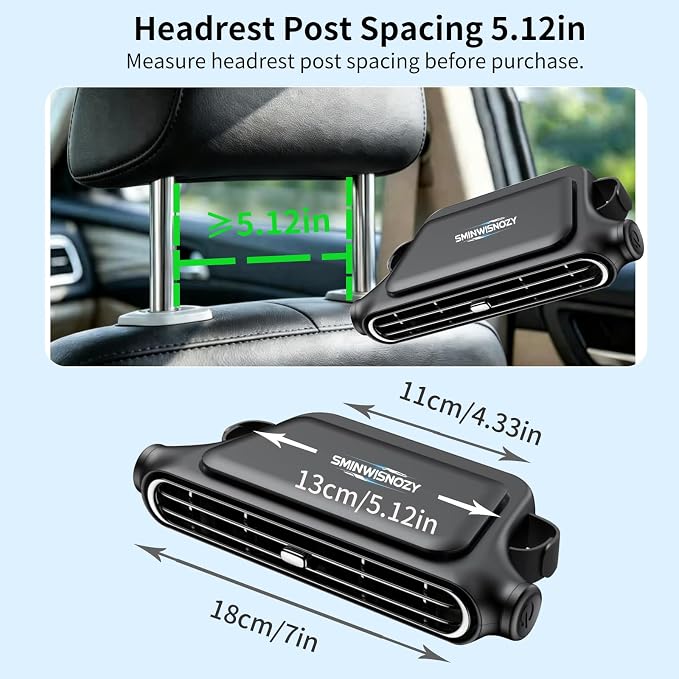 Cars seat fan with battery.with seat back cooling airflow for drivers | 3-speed quiet rear seat fan for passengers infants, children, dogs. bladeless safety design, fit for SUV Truck Van RV - Image 6