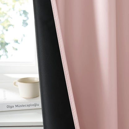 RYB HOME 100% Blackout Basement Curtains 24 inches Long, Heat & UV Blocking | Total Room Darkening, Noise Reducing, Curtains for Bathroom RV Campers, W34 x L24, Baby Pink, 2 Panels - Image 4