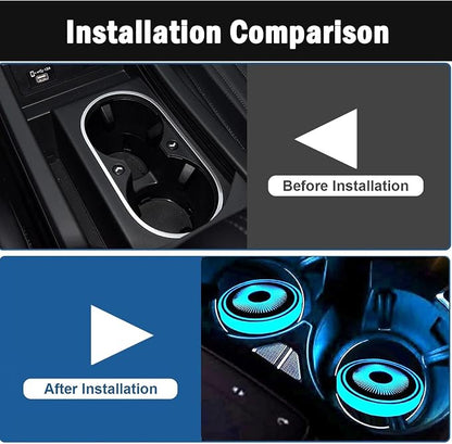 2PCS LED Car Cup Holder Lights, Light up Car Coasters for Cup Holders | 7 Color-Changing Light Up Cup Holder Insert Coasters, Waterproof Car Accessories for Teens, Car Gifts for Men & Women - Image 3