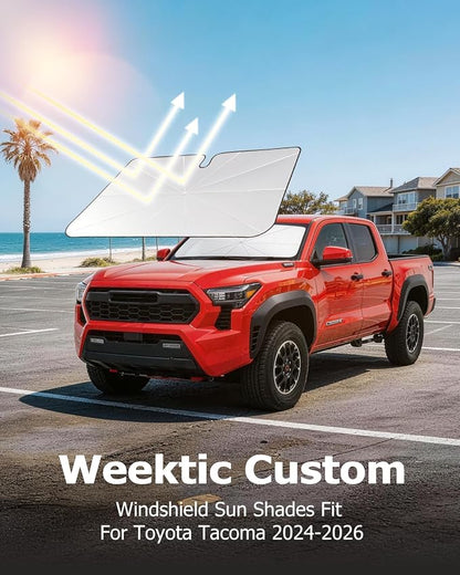 Weektic Custom Windshield Sun Shade Umbrella for Toyota Tacoma 2016-2026, [Double Thickened Ice Crystal Coating] Sun & Heat Protection, Keep Vehicle Cool & Protect Interior - Image 5