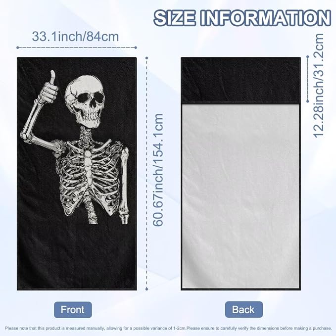 Funny Skeleton Towel Seat Covers for Cars Front Seat Towel Cover | Skull Skeleton Sweat Seat Cover Protector Universal Non Slip Waterproof Sweat Protector with Storage Bag for Yoga Beach Gym - Image 7