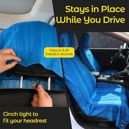 Car Seat Towel Cover, Full-Sized, Sweat Absorbing Seat Protector for Gym | Washable quick-dry towel cover protects front seats from sweat and water after gym, workout, running, beach and swimming - Image 4