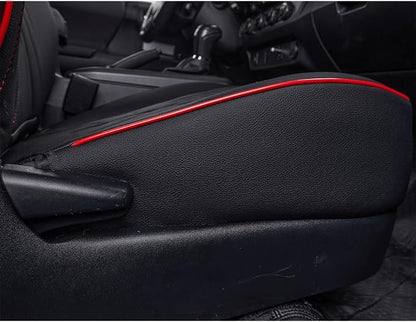 EKR Custom Fit Tacoma Rear Car Seat Covers for Toyota Tacoma 2016 2017 2018 2019 2020 2021 2022 2023 Access Cab - Second Row Only,Faux Leather(Black with Red Trim) - Image 4