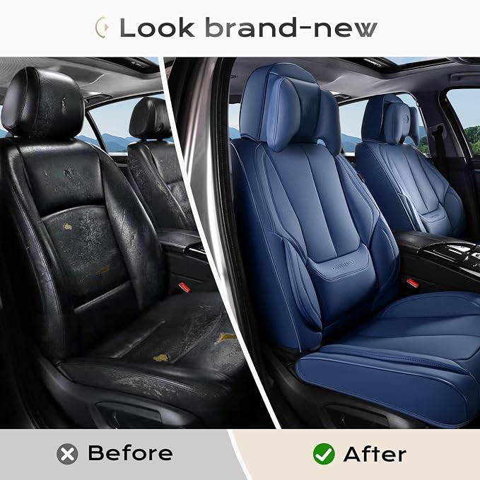 Coverado Car Seat Covers, Seat Covers for Cars, Waterproof Leather Auto Seat Protectors, Leather Car Seat Cushion, Car Interiors Accessories Universal Fit for Most Cars - Image 7