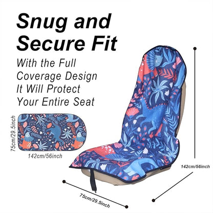 Car Seat Cover Protector Front Seats,for Gym Workout,Running,Swimming,Beach and Hiking,Waterproof Sweat Towel Bucket Seat Covers for Cars SUV Trucks (Dinosaur, 2Pcs) - Image 3