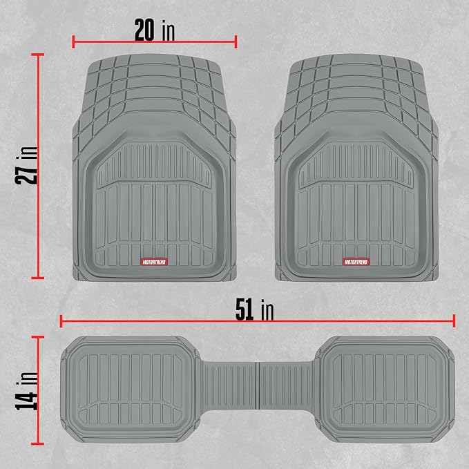 Motor Trend 943-GR FlexTough Defender Car Floor Mats -Next Generation Deep Dish Heavy Duty Contour Liners for Car SUV Truck & Van-All Weather Protection, Trim to Fit Most Vehicles Gray - Image 10