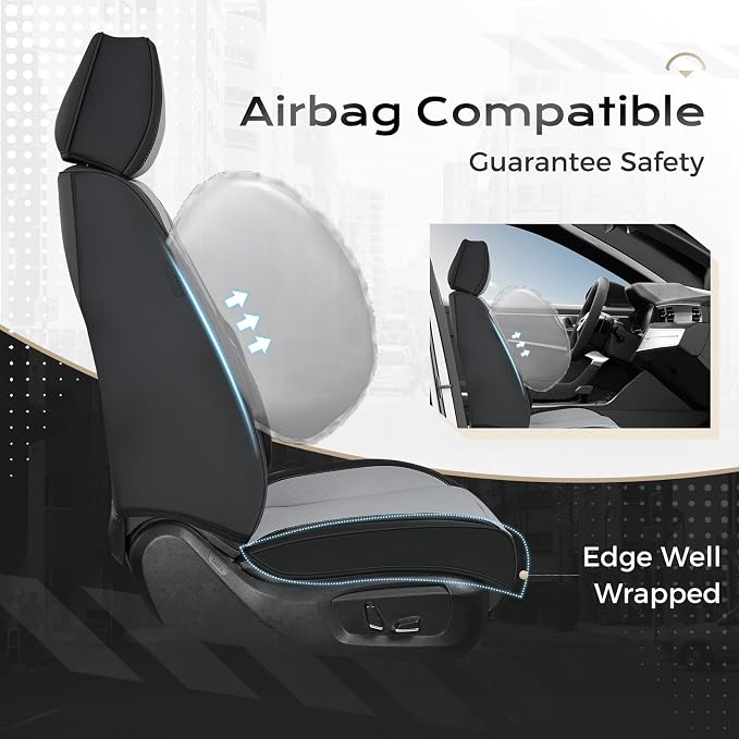Coverado Car Seat Covers, Seat Covers for Cars, Waterproof Leather Auto Seat Protectors, Leather Car Seat Cushion, Car Interiors Accessories Universal Fit for Most Cars - Image 4