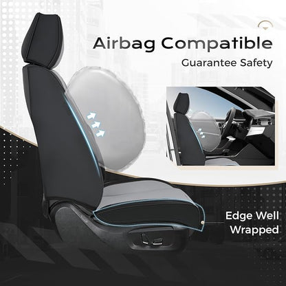 Coverado Car Seat Covers, Seat Covers for Cars, Waterproof Leather Auto Seat Protectors, Leather Car Seat Cushion, Car Interiors Accessories Universal Fit for Most Cars - Image 4