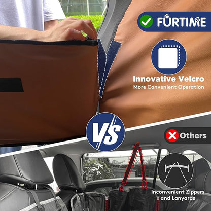 FURTIME Dog Car Seat Cover for Back Seat, PU Leather Back Seat Extender | Hard Bottom Holds 400LBS, Waterproof Anti-Scratch, Large Space Back Seat Pet Cover for Car, SUV, Small Truck, Brown - Image 7