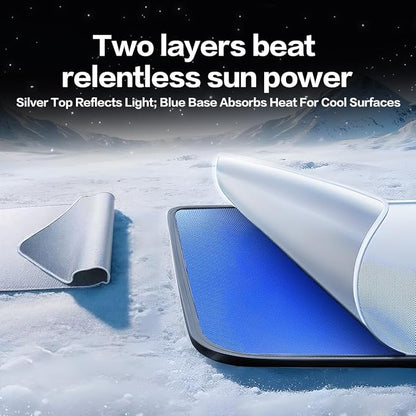 Titanium Silver Windshield Sun Shade for Ford F150 2021-2025 | Ice Blue Reflective Layer, UPF 50+ UV and Heat Blocking, Foldable, Hot-Weather Interior Protection, for Cars, SUVs and Trucks - Image 5