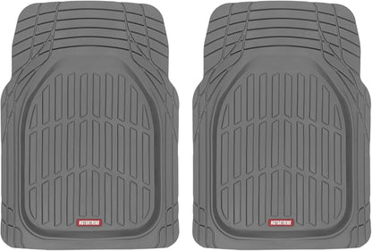 Motor Trend 2 Piece Front Car Floor Mats- Gray FlexTough Contour Liners-Deep Dish Heavy Duty Rubber Floor Mats for Car SUV Truck & Van-All Weather Protection, Universal Trim to Fit by MotorTrend