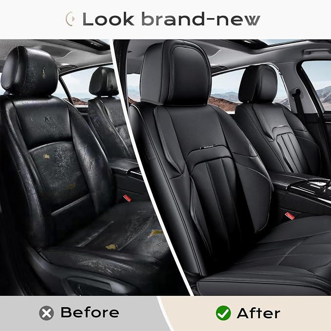 Coverado Nappa Leather Car Seat Covers Full Set, Luxury Waterproof Seat Protectors, Airbag Compatible Anti‑Slip Auto Seat Covers, Universal Fit for Most Cars SUVs Trucks Pickup Vehicles - Image 8