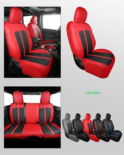 RIDEPOSH for Jeep Wrangler Leather Custom Car Seat Covers Full Set 4 Door | 2013-2017 JK, Luxury Accessories, Waterproof Protectors, 40/60 Spilt, Full Wrap, Durable, Back Organizer, Anti-slip, 5 Seats - Image 8
