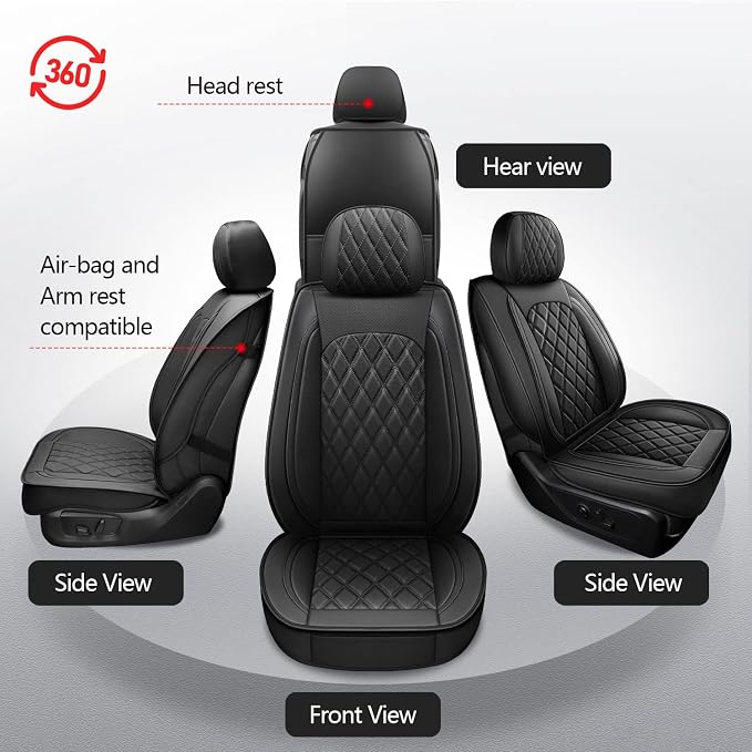 Truck Seat Covers for 2009-2026 Ram 1500/2500/3500,Curved Bench | Leather Ram Seat Cover,Waterproof Truck Seat Covers,Black Car Seat Covers,Heavy Duty Seat Covers With Split Bench 40/60 - Image 6