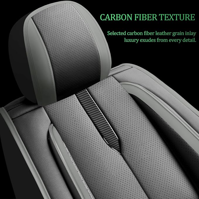 Fit Maxima Car Seat Covers for Nissan Maxima 2011-2021 2022 2023-Upgraded Premium Waterproof & Breathable Leather,Airbag Compatible,All-Weather Seat Cushion Protector,Full Set,Black-Grey - Image 3