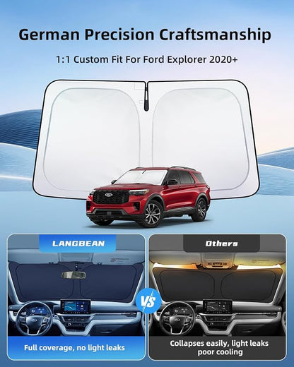 2026 Upgraded Windshield Sun Shade for Ford Explorer 2026 2025-2020 | Custom Fit Front Window Sunshade, 4-Layer Heat Insulation UV Blocking Sun Visor, Keeps Car Cooler - Image 2