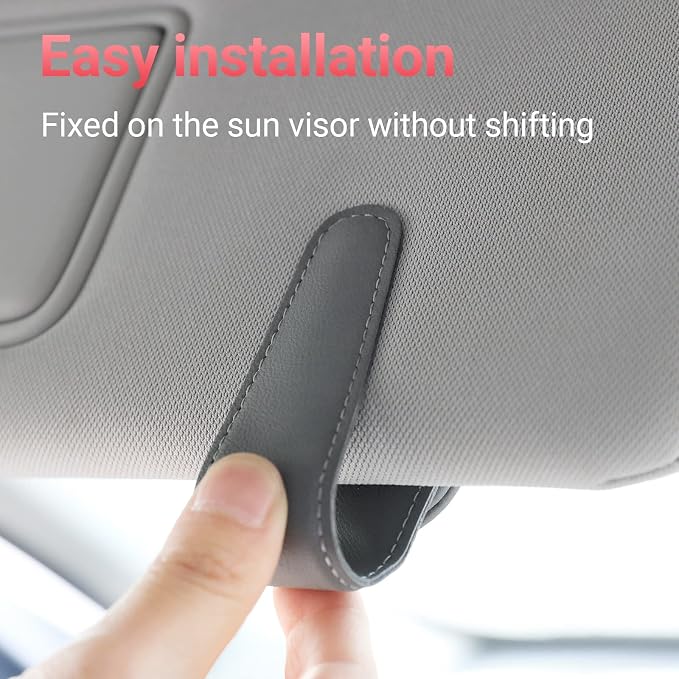 Sunglass Holder for Car Sun Visor Sunglasses Clip Car accessories -Gray | sun visor organizer, ticket card clip, eyeglass sunglasses holder, one-handed magnetic, anti-scratch, car stuff for women men - Image 4