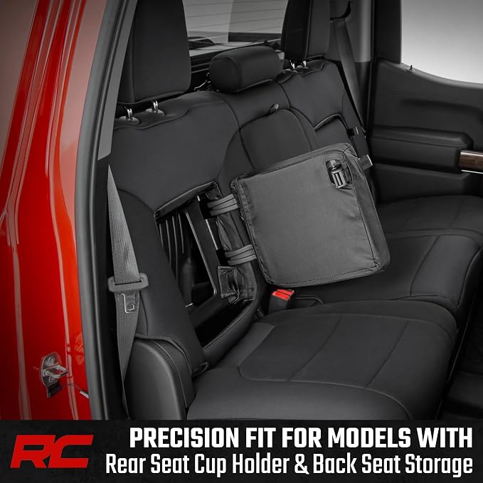 Rough Country Neoprene Seat Covers for Chevy Silverado & GMC Sierra 1500 (2019-2026) w/Rear Seat Storage & Cup Holder - Waterproof & UV Resistant, Foam Padded, Front & Rear Row Cover Set - Image 5