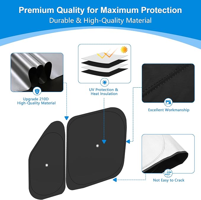Front Windshield ＆ Side Window Sun Shade for 2014-2025 Dodge RAM ProMaster Full Size Cargo Van, Foldable Window Sunshade Sun Visor Protector, Window Shades Blocks UV Rays Heat, Pack of 5 - Image 5