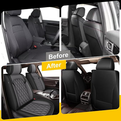 Front Seat Covers for Mitsubishi Eclipse Cross 2018-2026 2027 Faux Leather | Waterproof Breathable Scratch Resistant 360° Wrap Airbag Compatible Easy Clean (2 Seats,Black & Grey ) - Image 5
