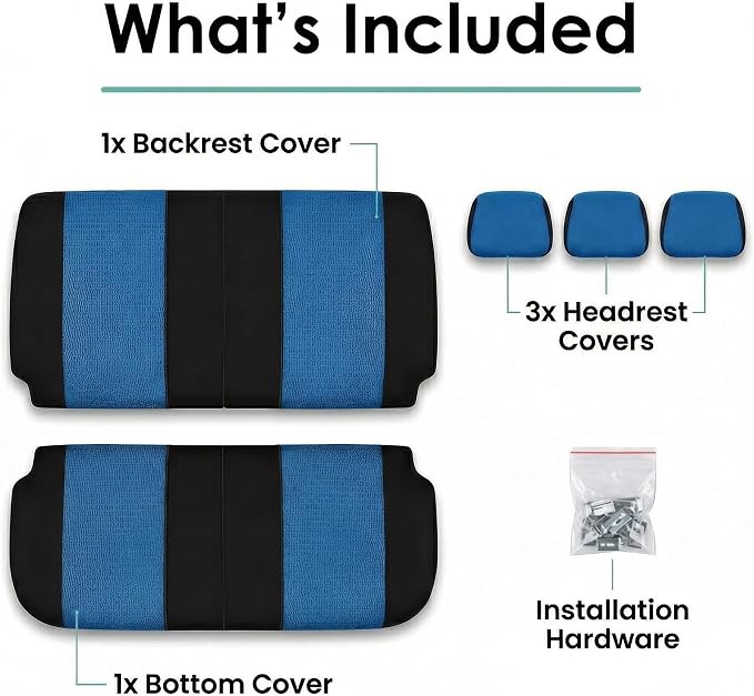FH Group Automotive Seat Cover Trendy Elegance for Back Seat Blue Car Interior Accessories for SUV, Sedan & Van Universal Fit Combo Rear Seat Cover Split Bench Car Seat Protector for Dogs and Kids - Image 6