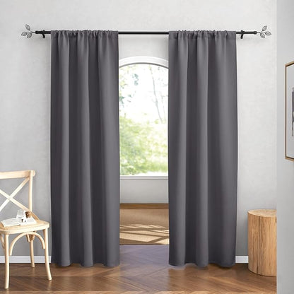 RYB HOME Blackout Curtains for Bedroom Living Dining Room 84 inches Long | Privacy Protection, Thermal Insulated, Sunlignt Heat Blocking, Drapes for Nursery Rental Room, W42 x L84, Grey, 2 Panels - Image 2