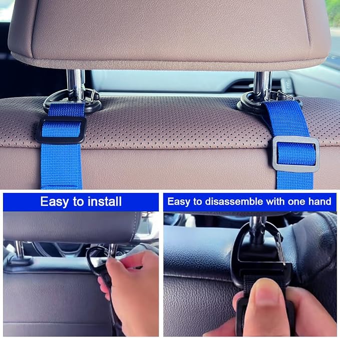 Car Headrest Hooks, Backseat Storage Organizer Hangers, Universal Vehicle Seat Back Hooks, 4 Pack (darkblue) - Image 4