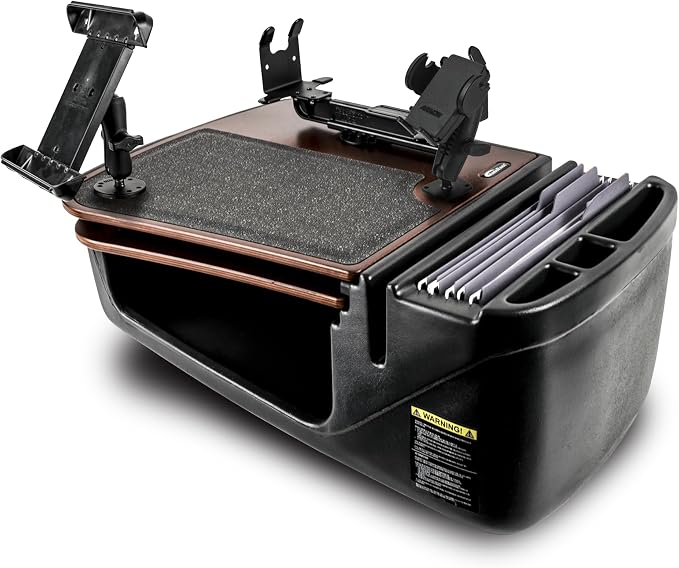 AutoExec AE-GMCD-PM-PS-TAB-21M GripMaster Car Desk for Your Vehicle Workstation and Mobile Office, Mahogany with Phone Mount, Printer Stand and Tablet Mount | Phone Mount, Printer Stand, Tablet Mount, Vehicle Workstation, Mobile Office by AutoExec