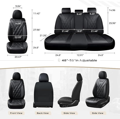 Coverado Car Seat Covers, Front Covers for Cars, Car Seat Cover Front Seats, Automotive Seat Cover, Waterproof, Leather Car Seat Cushion, Universal Interior Seat Protectors for Most Cars Black - Image 6