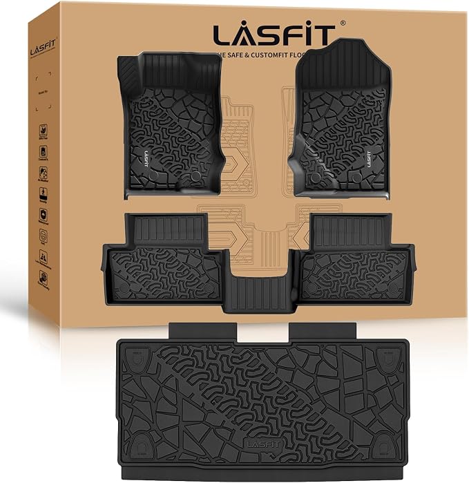 LASFIT Floor Mats Cargo Liner for Ford Bronco 2-Door 2021-2026 Carpet Floor | Custom Fit TPE All Weather Full Coverage Protector Easy Clean Anti-Slip Floor Liner 2 Rows+Cargo Liners for Bronco 2-Door SUV by LASFIT