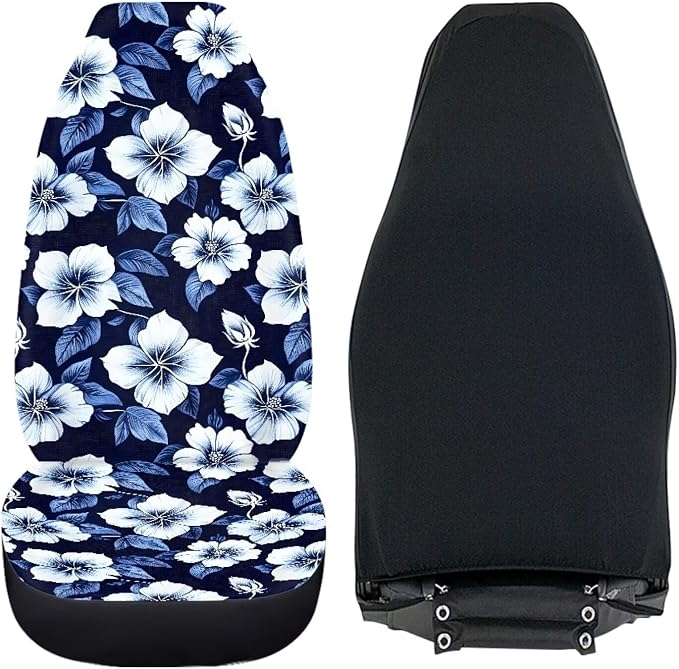 Hawaiian Hibiscus Car Seat Covers White Floral Tropical Flower 2-Pack Car Seat Accessories for Men Women Auto Interior Covers for Car SUV Sedan Truck - Image 4