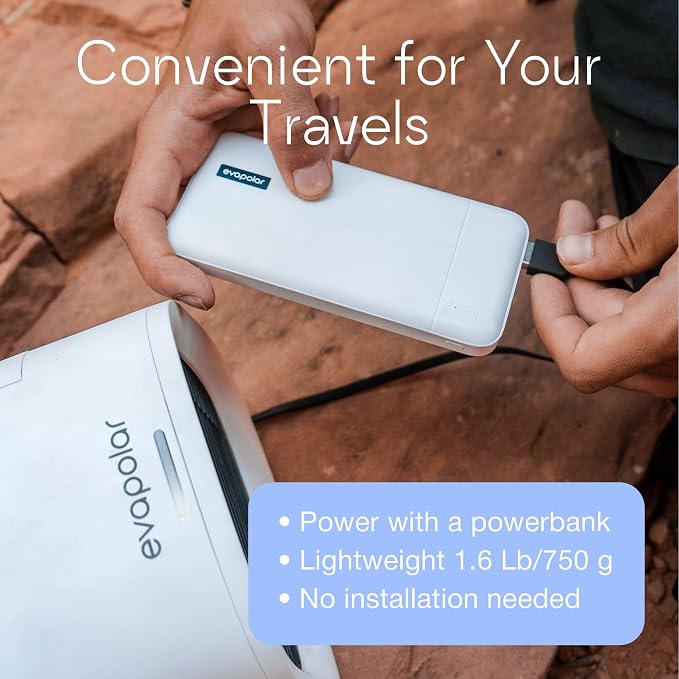 Evapolar evaCHILL Portable Air Conditioners - Portable AC Unit - Small Personal Evaporative Air Cooler & Fan for Desk, Office, Car, Camping, Grey - Image 5