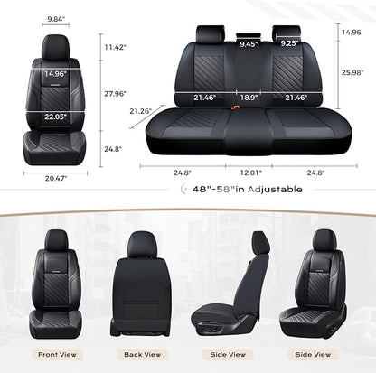 Coverado Car Seat Covers Full Set 5 Pieces, Luxury Nappa Leather Seat Covers Universal Fit Waterproof Non-Slip Breathable Front & Back Automotive Seat Protectors for Cars, SUVs, Trucks - Image 5