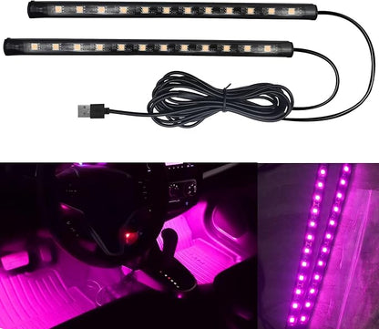 Car LED Strip Light, Interior Car Lights, 12V 24 LED Auto Atmosphere Lamps with Cigarette Lighter, Auto Lamp Ambient Night Light Strip Lighting Kit for Vehicles (USB/Pink Purple) by Unknown