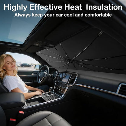 Windshield Sun Shade Umbrella, Foldable Car Windshield Sun Shade Cover, 56" x 31" UV & Heat Insulation Car Sun Shade, Universal Fit for Sedans, SUVs & Trucks - Image 9