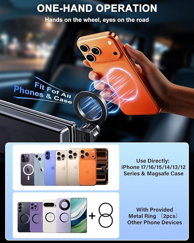PZK Car Phone Holder for Toyota RAV4 2019-2025 Accessories 7/8-Inch Screen | Hybrid LE/XLE/Premium Magnetic Magsafe RAV 4 Phone Mount 360° Rotation Hands-Free Not Affect Vent (Not fit 9/10.5 inch) - Image 6