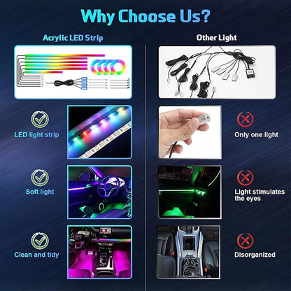 Dreamcolor Acrylic Car Interior Led Kit, Car Accessories 22 in 1 RGB Car Ambient Lighting Kits with APP Control and 213 Color Modes, Multicolor RGBW Neon Car LED Strip Lights with Music Mode - Image 2