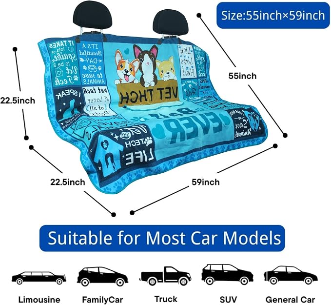 Waterproof Back Seat Cover for Dogs and Kids, Car Seat Protector Under Baby Car Seat, Child and Dog Car Seat Cover Blanket for Rear Bench(Vet Tech Gift, Rear Bench Seat Towel) - Image 4