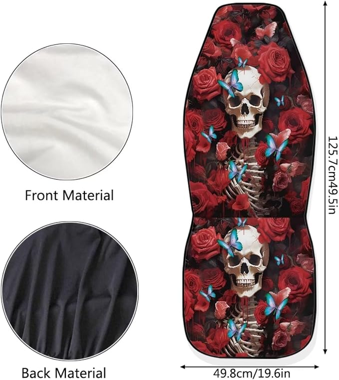 Red Rose Skull Floral Car Seat Cover Front Bottom Seat Cushion Cover, Butterfly Front Seat Covers Universal fits most Cars, SUVs, and Trucks, Washable and Easy to Install - Image 7