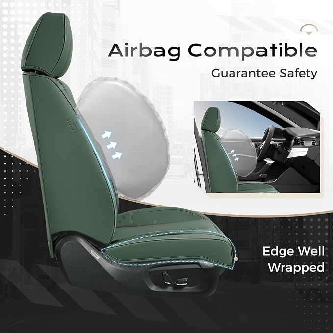 Coverado Car Seat Covers, Seat Covers for Cars, Waterproof Leather Auto Seat Protectors, Leather Car Seat Cushion, Car Interiors Accessories Universal Fit for Most Cars - Image 4