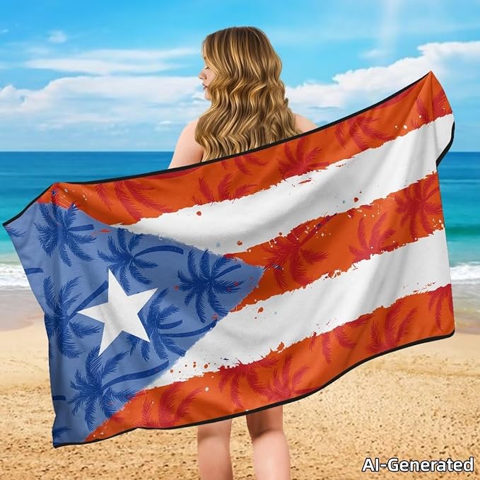 SEANATIVE Car Seat Towel Cover, Universal Car Seat Cover and Changing Towel, Super Absorbent Transition & Seat Wrap, Ideal for Gym Swimming Surfing Running, Puerto Rico Palm Print - Image 4