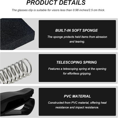 2 PCS Sunglass Holder for Car Sun Visor, Eyeglasses Hanger Clip Auto Visor Ticket Card Organizer, Multi-Functional Glasses Holder Vehicle Interior Clamps for Women Men - Image 4