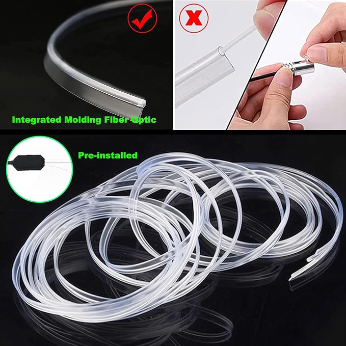 USB Car LED Lights, Interior Car Lights Strip with APP and RF Remote Control, 5 in 1 Ambient Lighting with 276 inches Fiber Optic Music Sync Simple Installation EL Wire Lights (5 in 1/276 inches) - Image 3
