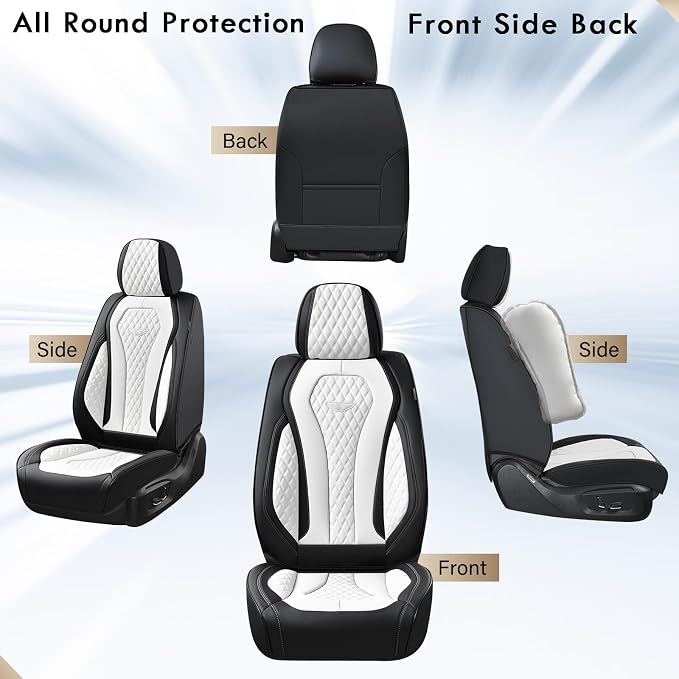 Coverado Seat Covers 2 Pack, Car Seat Covers Front Seats, White Car Seat Cover, Waterproof Car Seat Covers, Car Seat Cushion, Front Leather Seat Protector Fit for Most Cars - Image 4